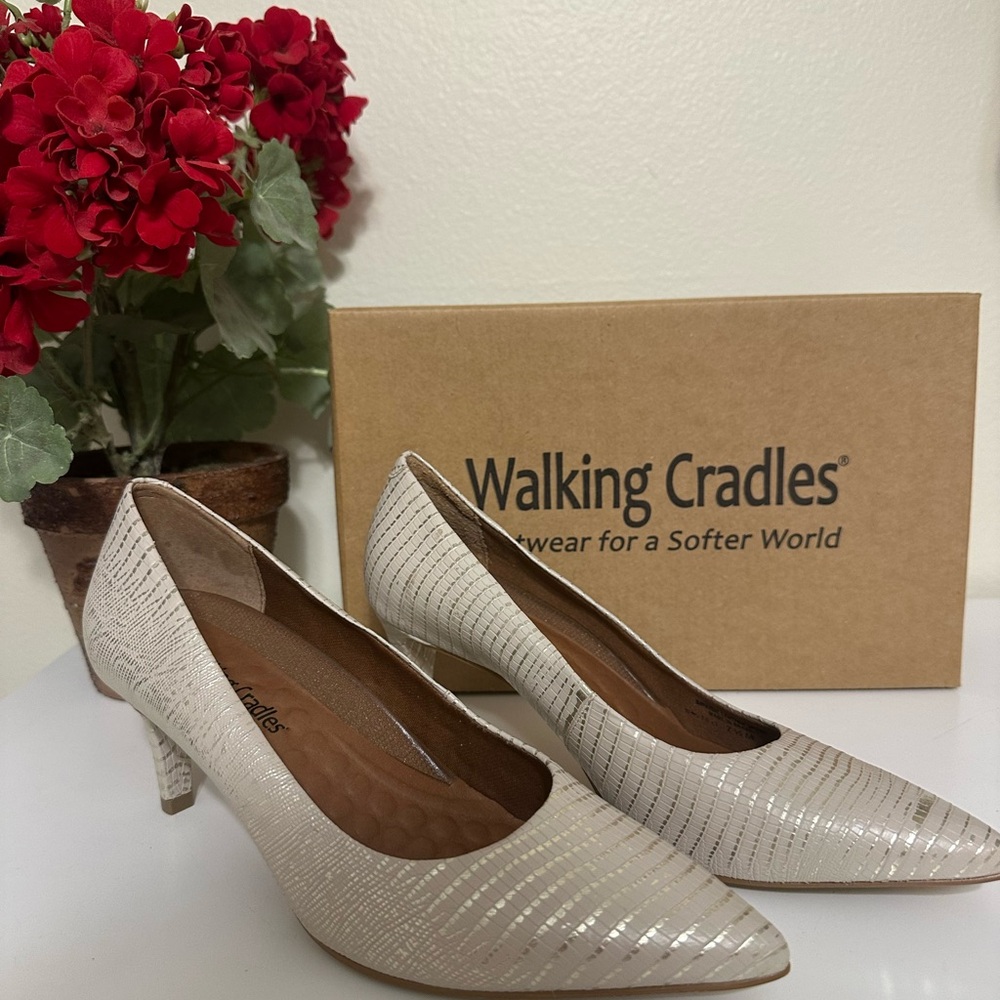 Walking Cradles Women's Textured Cream Heels